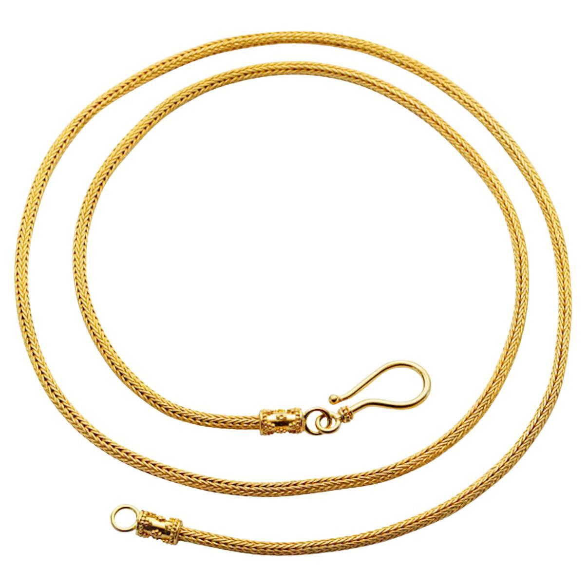 Steven Battelle Handwoven 22K 22 Inch Gold Snake Chain For Sale