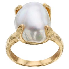 Steven Battelle Keshi Pearl 18K Gold Ring