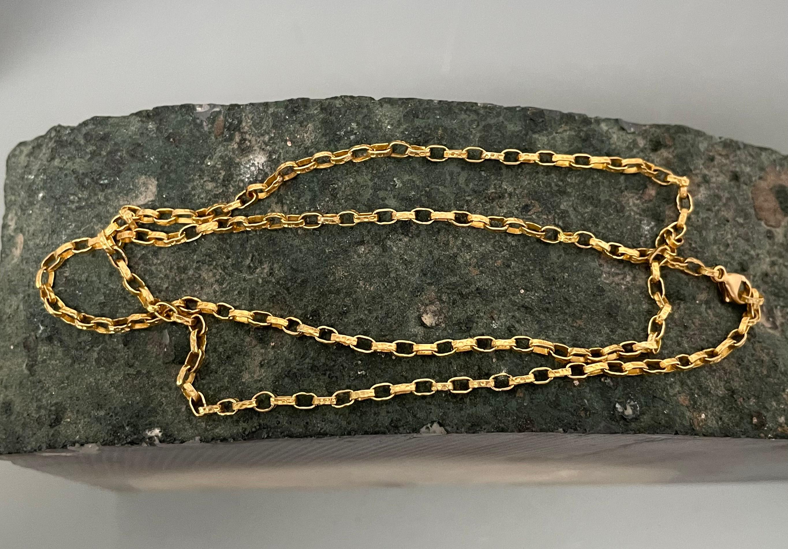 Steven Battelle Lightweight Handmade Hammered Organic 18K Gold Chain 20