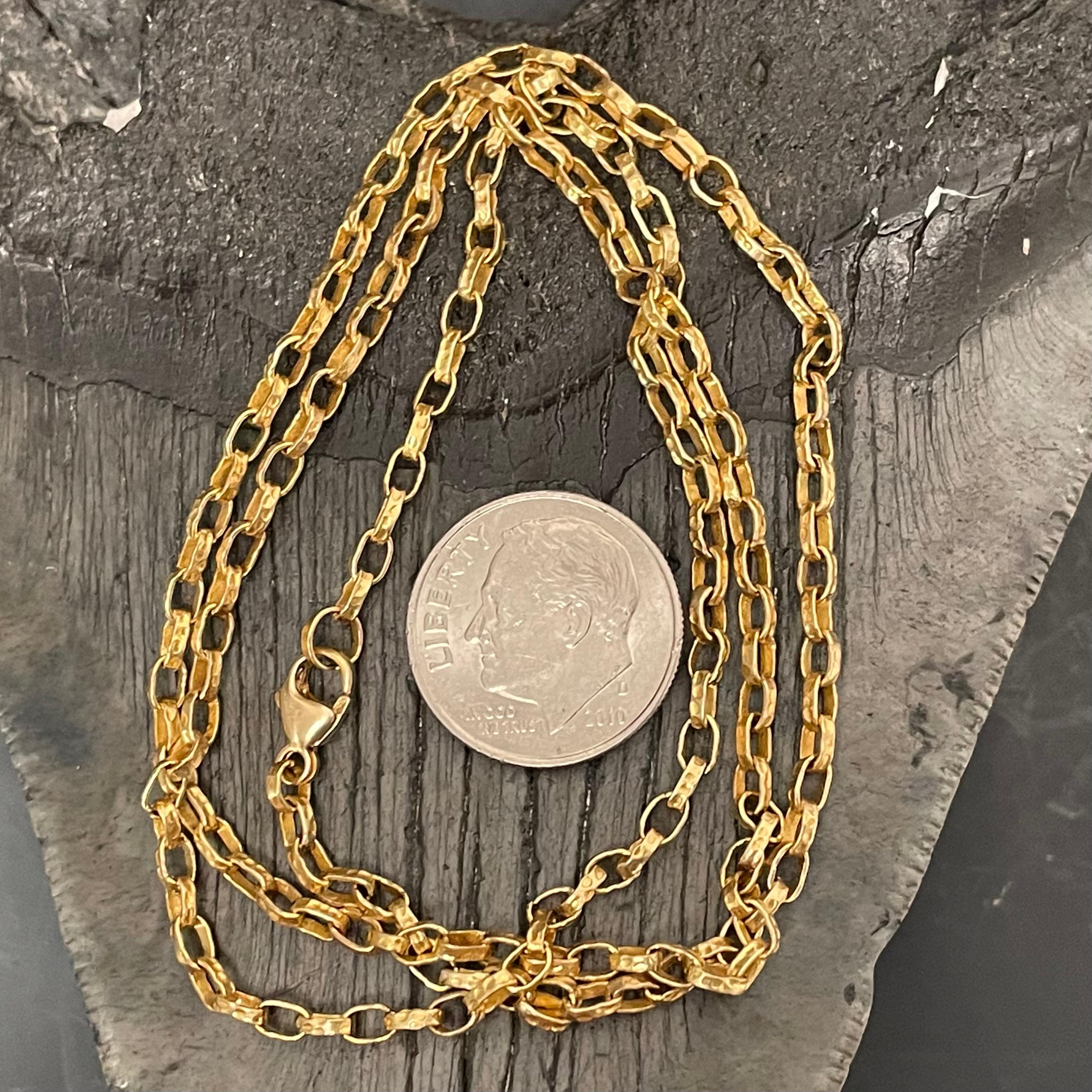 Contemporain Steven Battelle Chaîne légère en or 18K martelée à la main 24