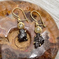 Steven Battelle Meteorite 1.5 Carat Natural Diamonds 18K Gold Wire Earrings