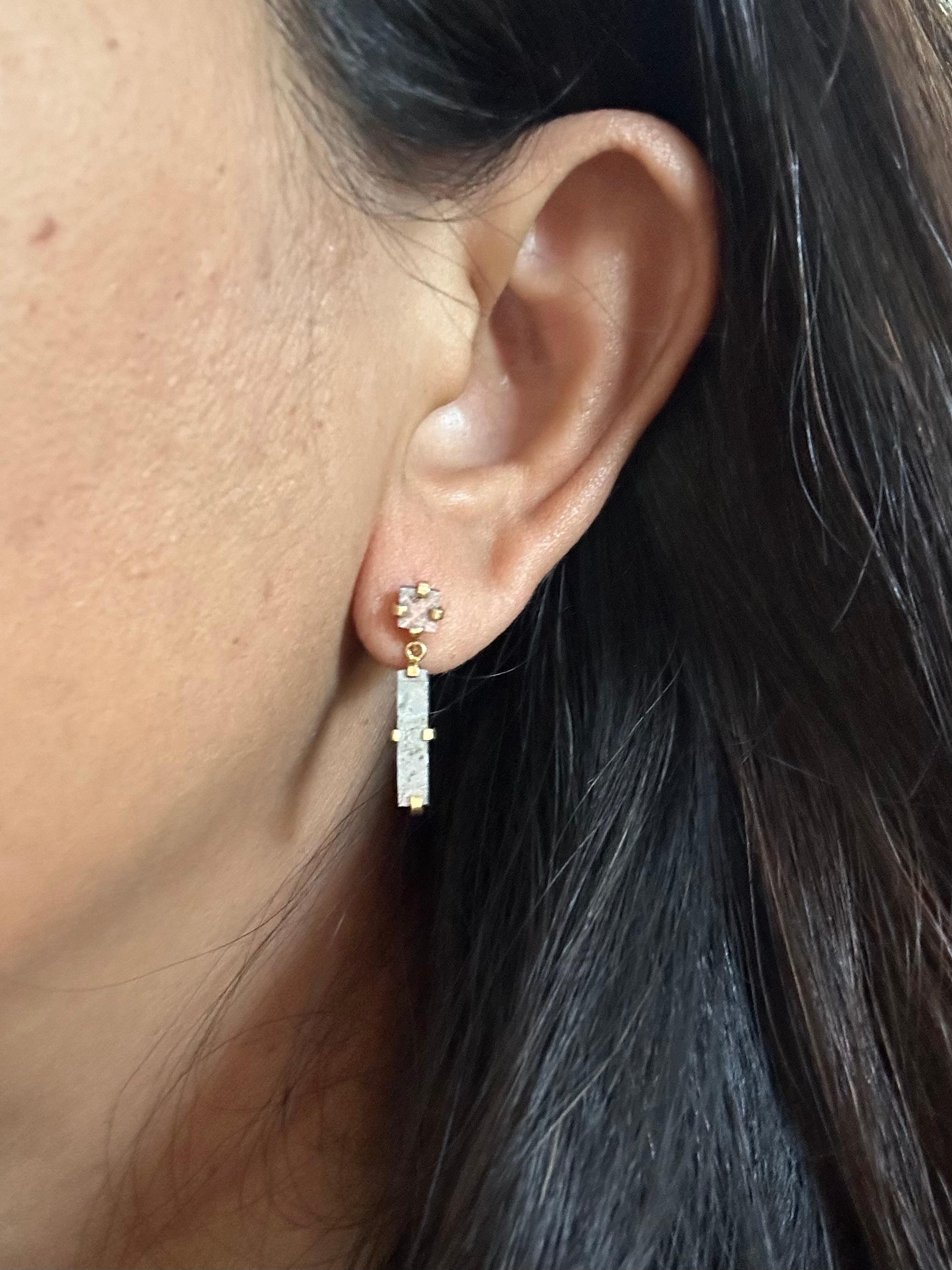 Women's or Men's Steven Battelle Namibia Gibeon Meteorite 18K Gold Post Earrings For Sale