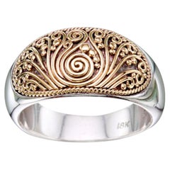 Steven Battelle Ornate Wirework 18K Gold/Sterling Silver Ring size 7
