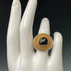 Steven Battelle Rose Cut 7.3 Carat Black Diamond Granulated Silver Gold Ring