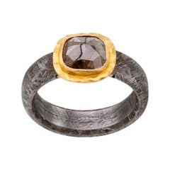 Steven Battelle Rough Diamond 18K Gold Gibeon Meteorite Ring Steven Battelle Rough Diamond 18K Gold Gibeon Meteorite Ring