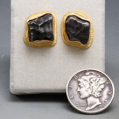 Steven Battelle Sikhote-Alin Meteorite 18K Gold Post Earrings