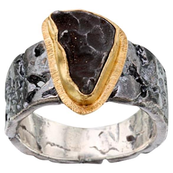 Steven Battelle Sikhote-Alin Meteorite 18K Gold/Sterling Ring