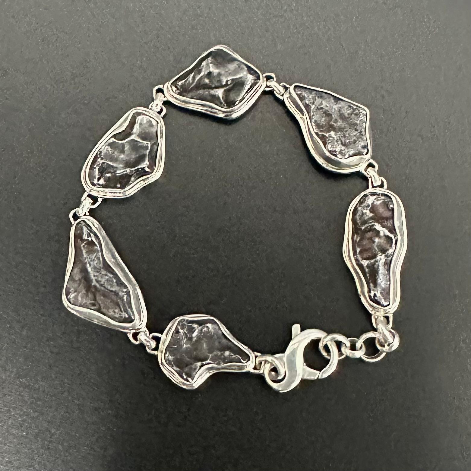 Steven Battelle Sikhote-Alin Meteorite Sterling Silver Bracelet For Sale 3