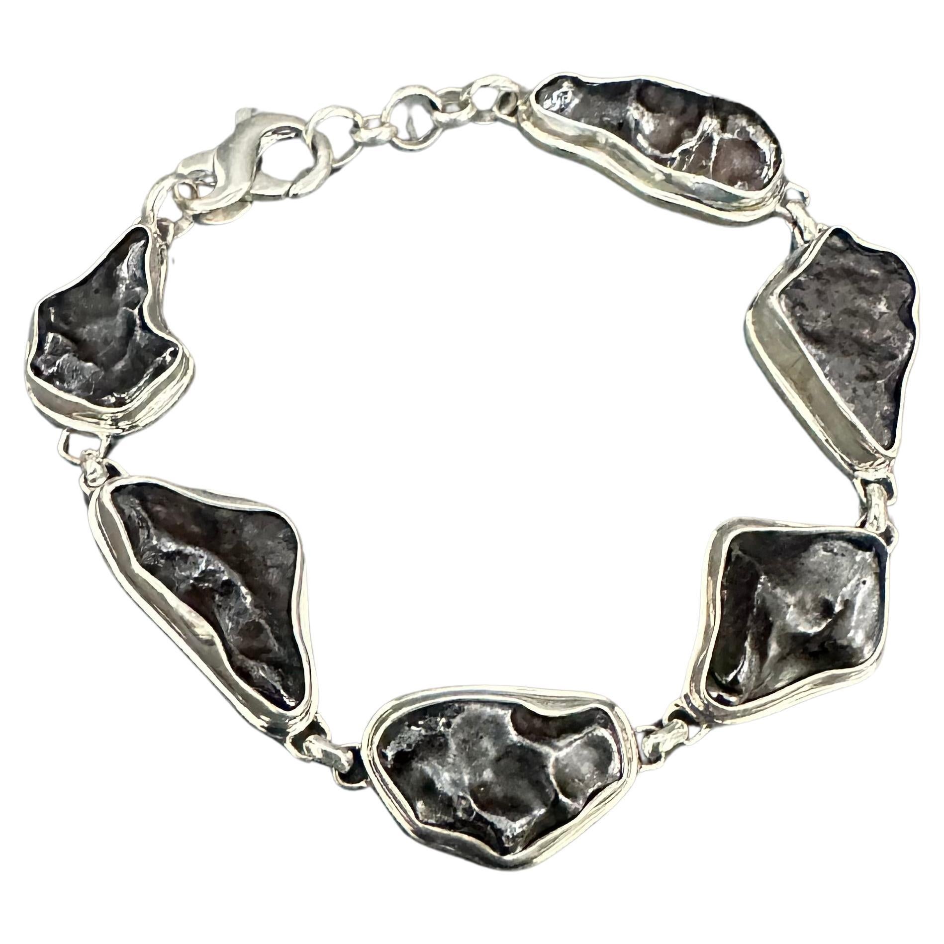 Steven Battelle Sikhote-Alin Meteorite Sterling Silver Bracelet For Sale