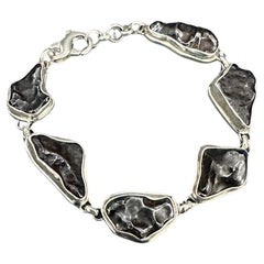 Steven Battelle Bracelet en argent sterling en forme de météorite Sikhote-Alin