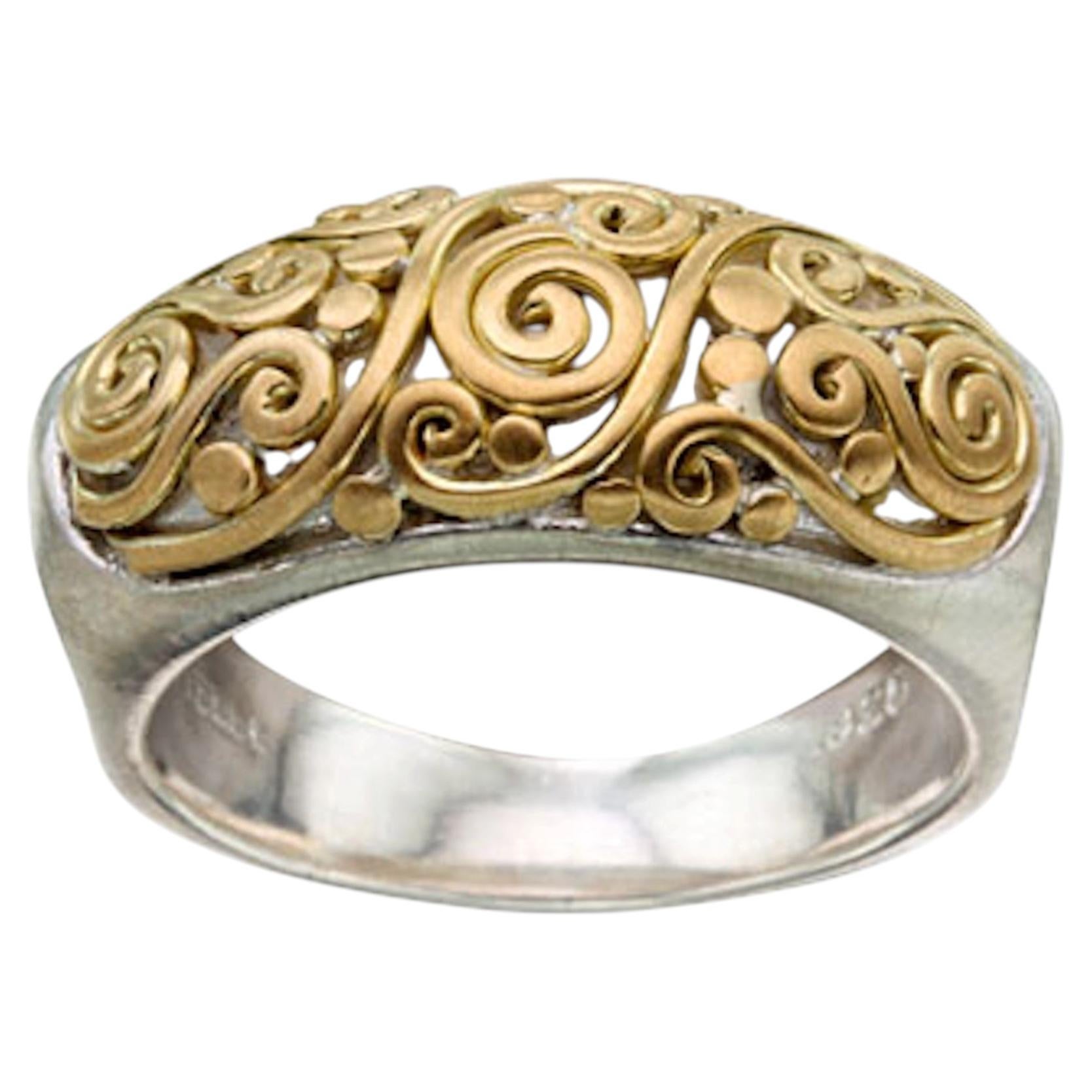 Steven Battelle Spiralen und Jawan 18K Gold/Sterling Ring im Angebot