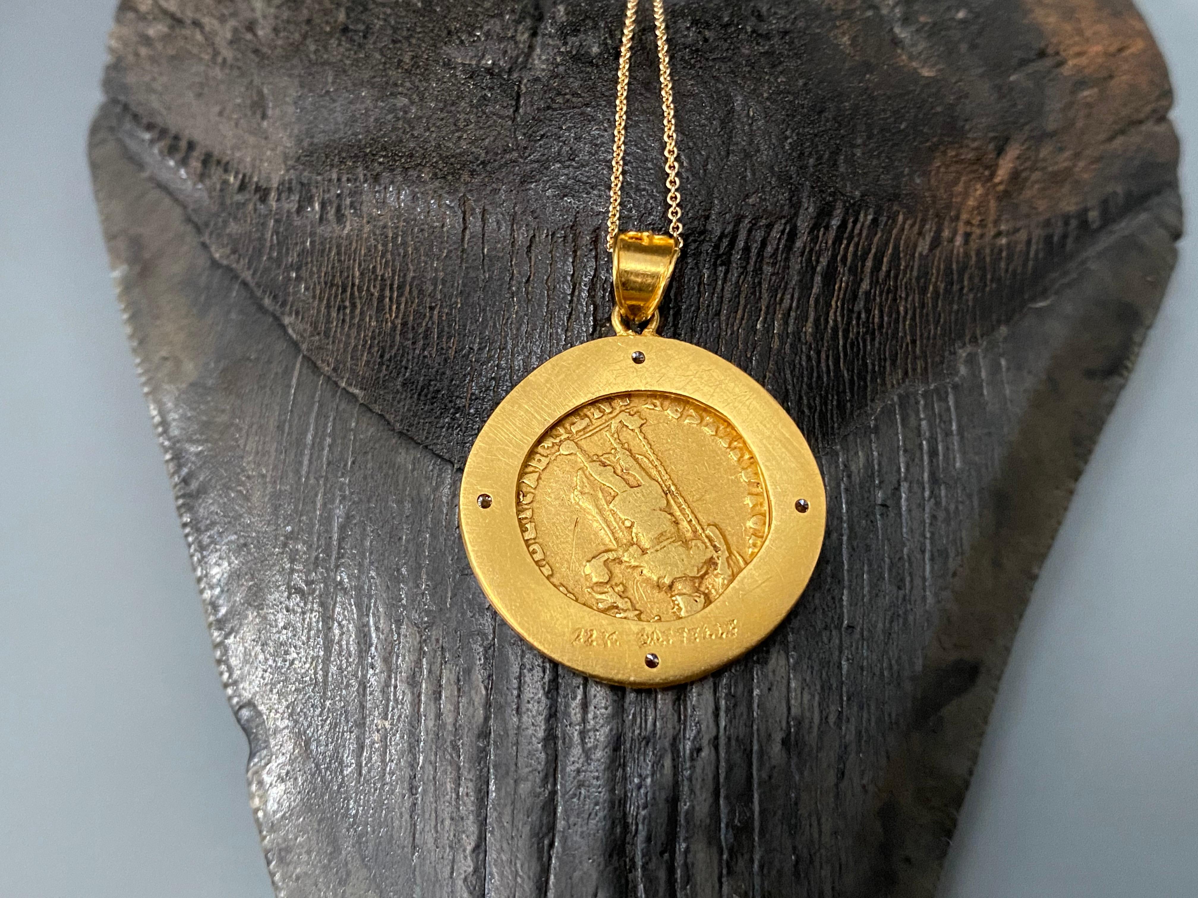 Classical Roman Roman Empire Valentinian 4th Century AD Solidus Coin Pendant 22k Gold