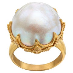 Steven Battelle White Mabe Pearl 22K Gold Ring