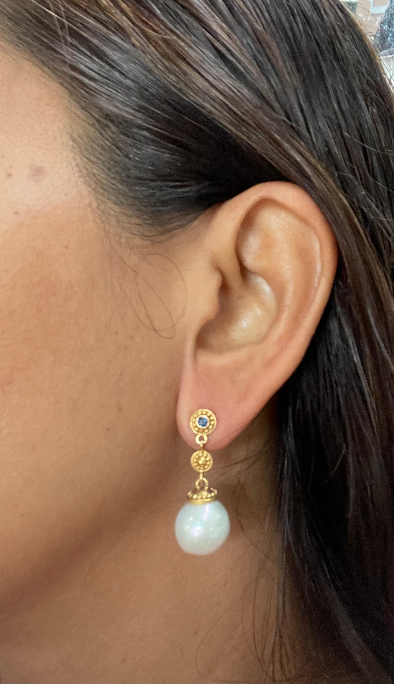pearl earrings with gold trim