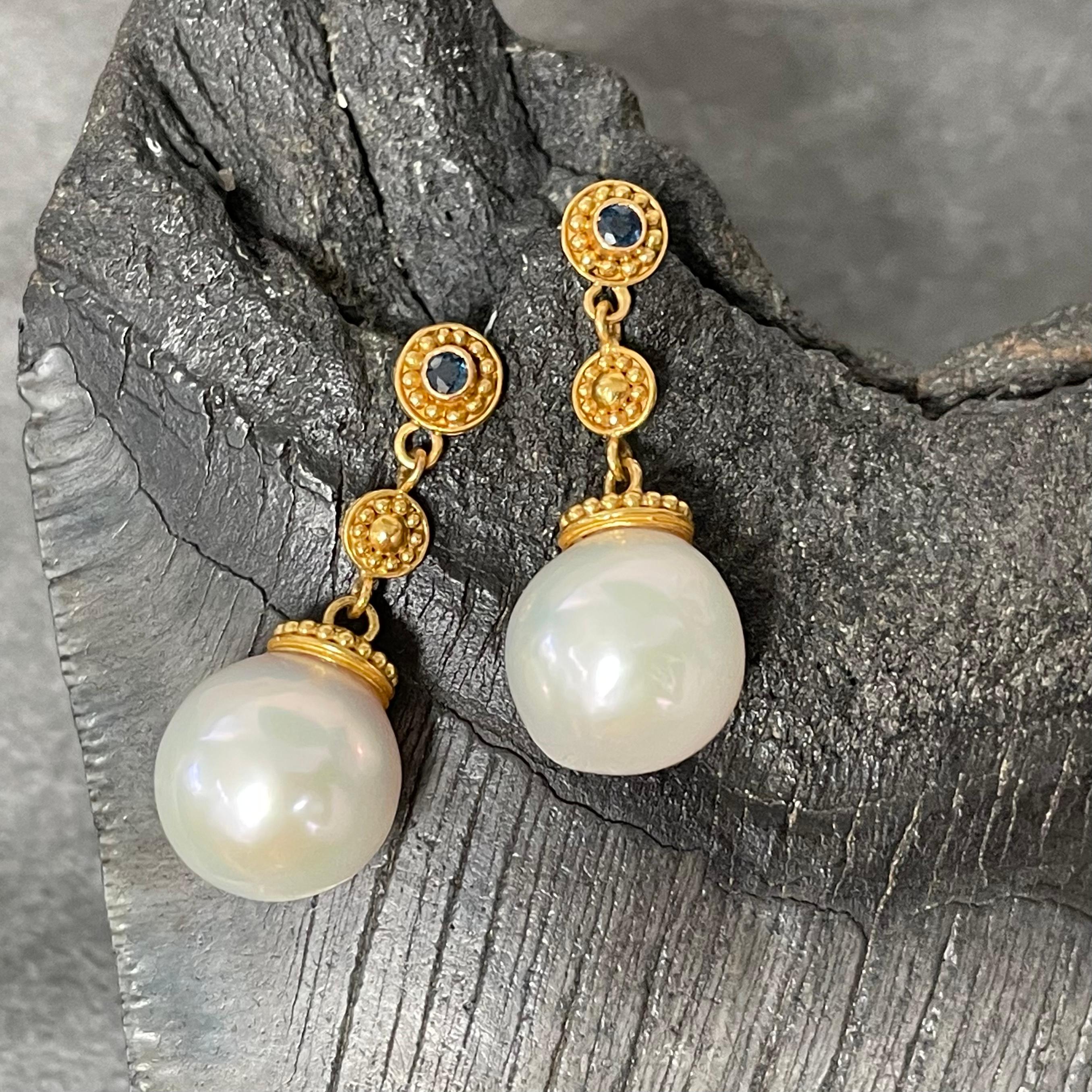 pearl and sapphire earrings gold