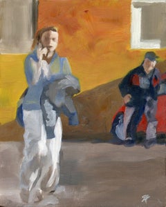 2 figures in orange, Painting, Oil on Canvas