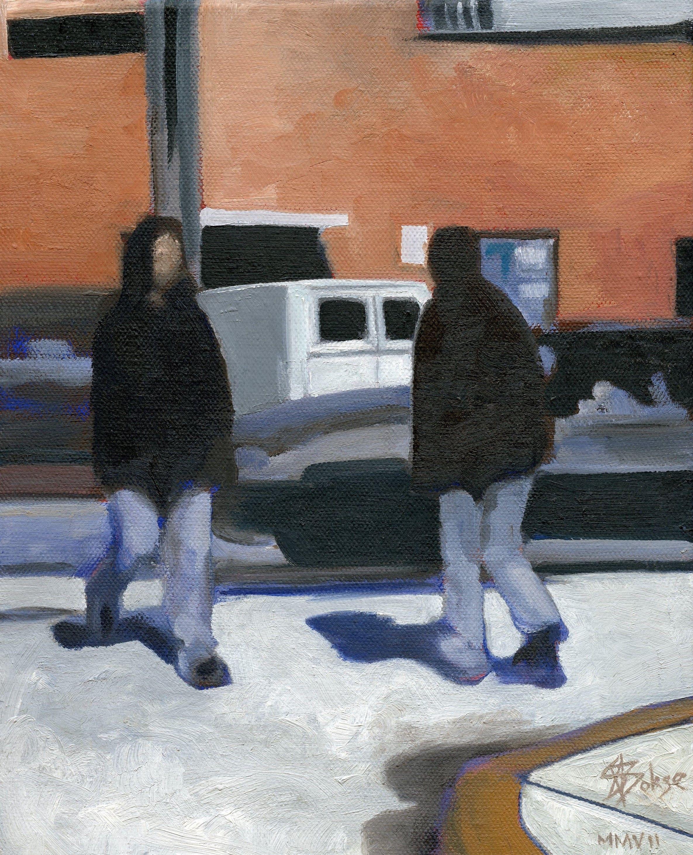 2 Felpe con cappuccio, Pittura, Olio su tela - Painting di Steven Boksenbaum
