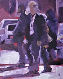 3 figures in violet, Painting, Oil on Canvas
