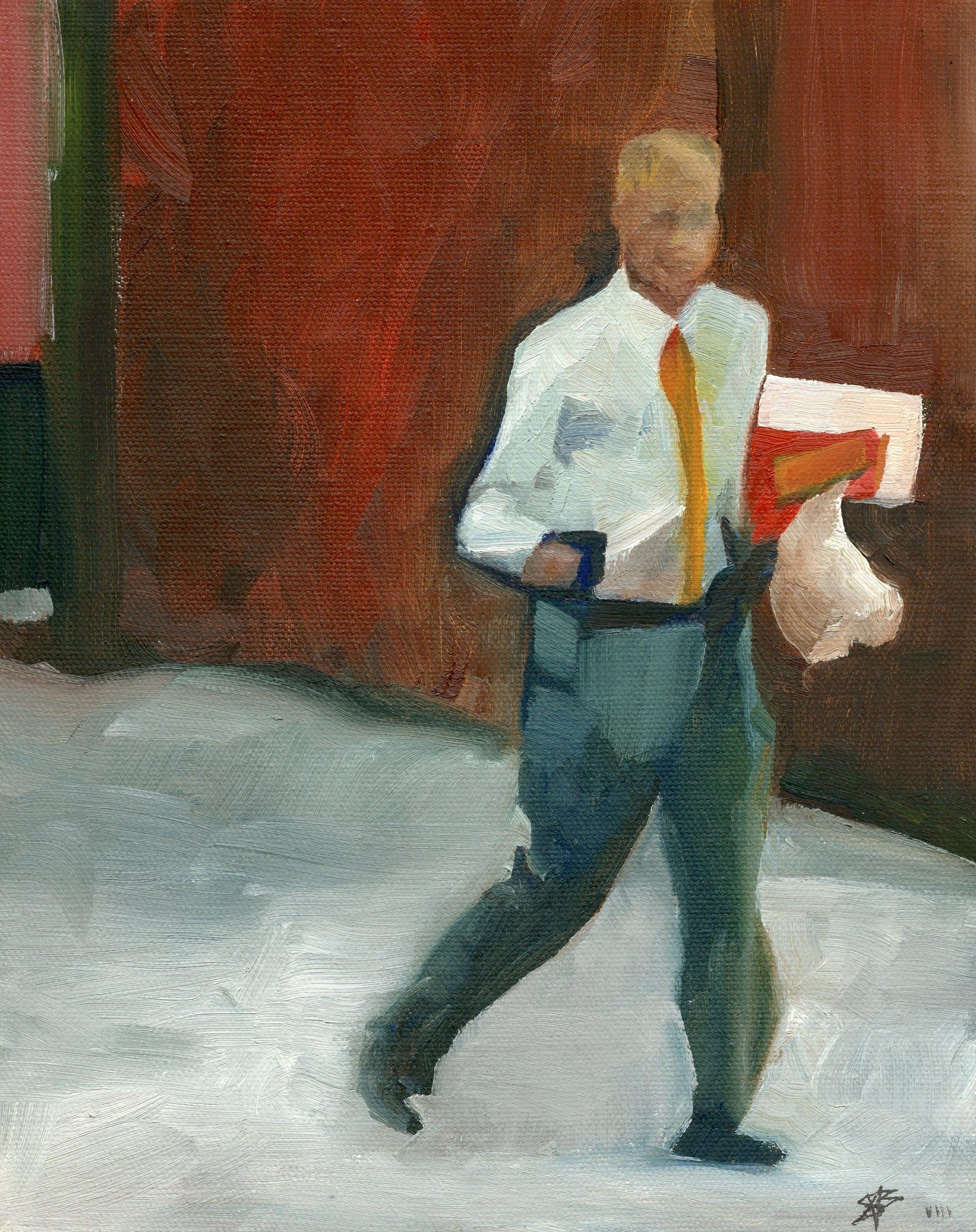 Steven Boksenbaum Figurative Painting - Businessman, Meyran at Forbes, Painting, Oil on Canvas