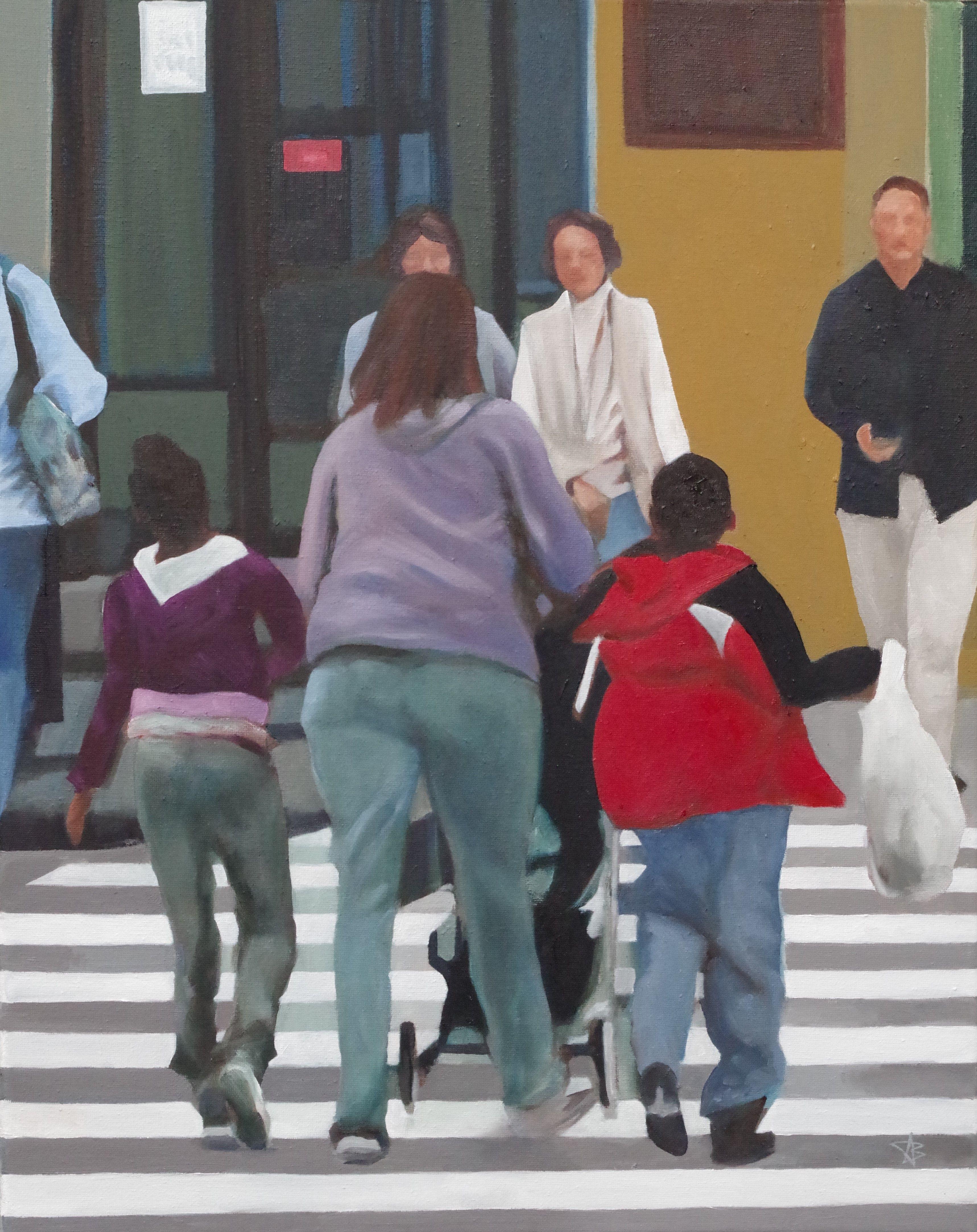 Steven Boksenbaum Figurative Painting - Crosswalk, Painting, Oil on Canvas