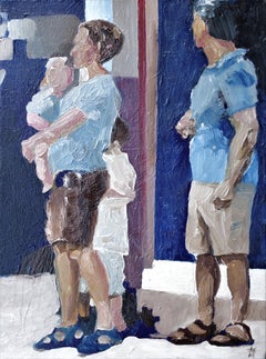 Family Looking Left, Painting, Oil on Canvas