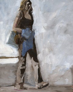 Figure holding blue jacket, Painting, Oil on Canvas