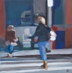 Figure in Crosswalk, Painting, Oil on Canvas