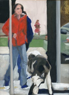 Red Coat and Dog, Painting, Oil on Canvas