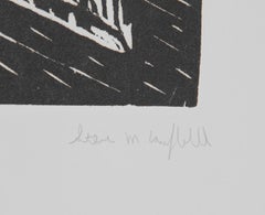 Frontspiece aus dem schottischen Bestiary, signiert Surrealistischer Holzschnitt von Steven Campbell