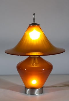 Steven Correia Amber Art Glass Table Lamp