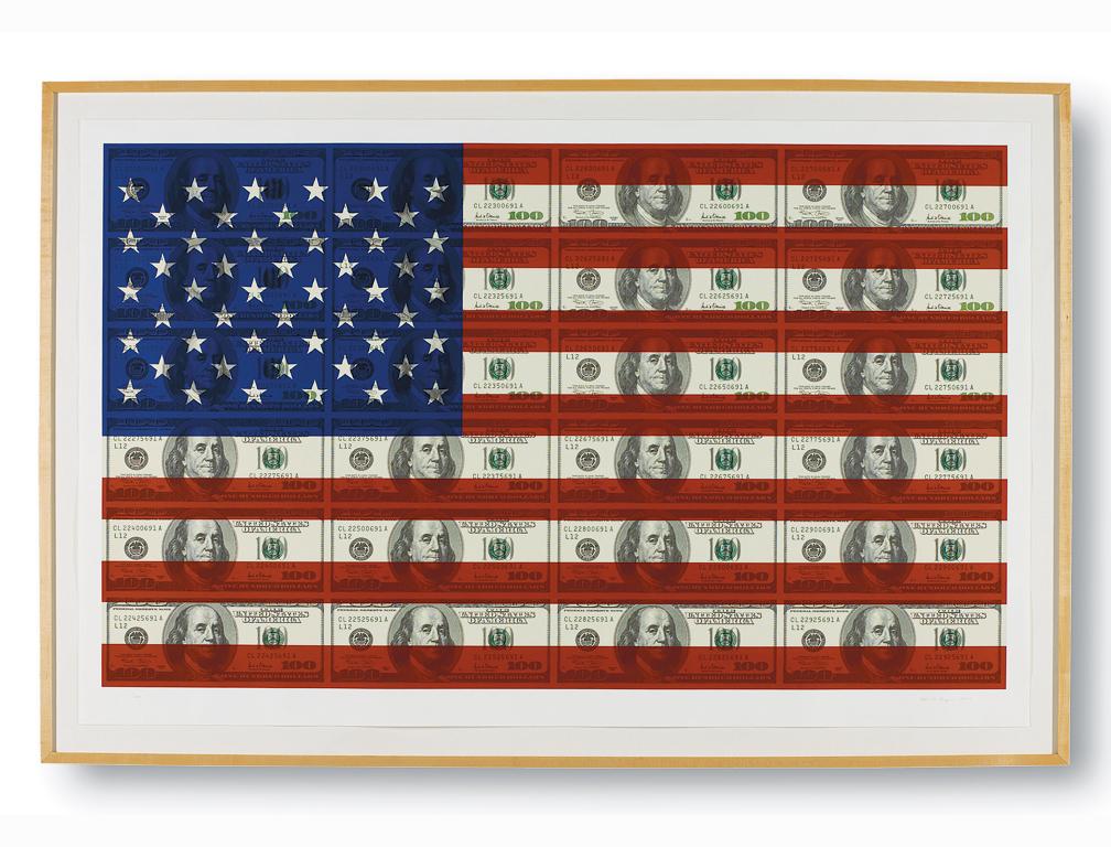 $100 US Flag - Mixed Media Art by Steven Gagnon