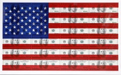 $100 US-Flagge, Pop-Art-Seidendruck von Steven Gagnon