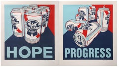 Hope - Progress, dittico serigrafico Pop Art di Steven Gagnon