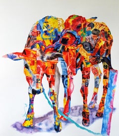 Used Journey's, Cows, Watercolor on Paper by Indian Contemporary Artist "In Stock"