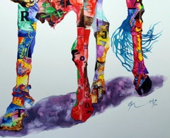 Cow, Animal Painting, Watercolor on paper, Red, Green, Violet, Yellow "In Stock"