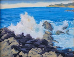 Crashing Surf - Oil on Canvas Seascape, American Impressionist, Signed, Framed