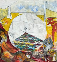 'Chinatown' by Steven Rehfeld - Very Large Red and Yellow Figurative Painting