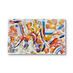 "En medio del color" - Abstracto grande de técnica mixta sobre madera - Rojo, amarillo y azul