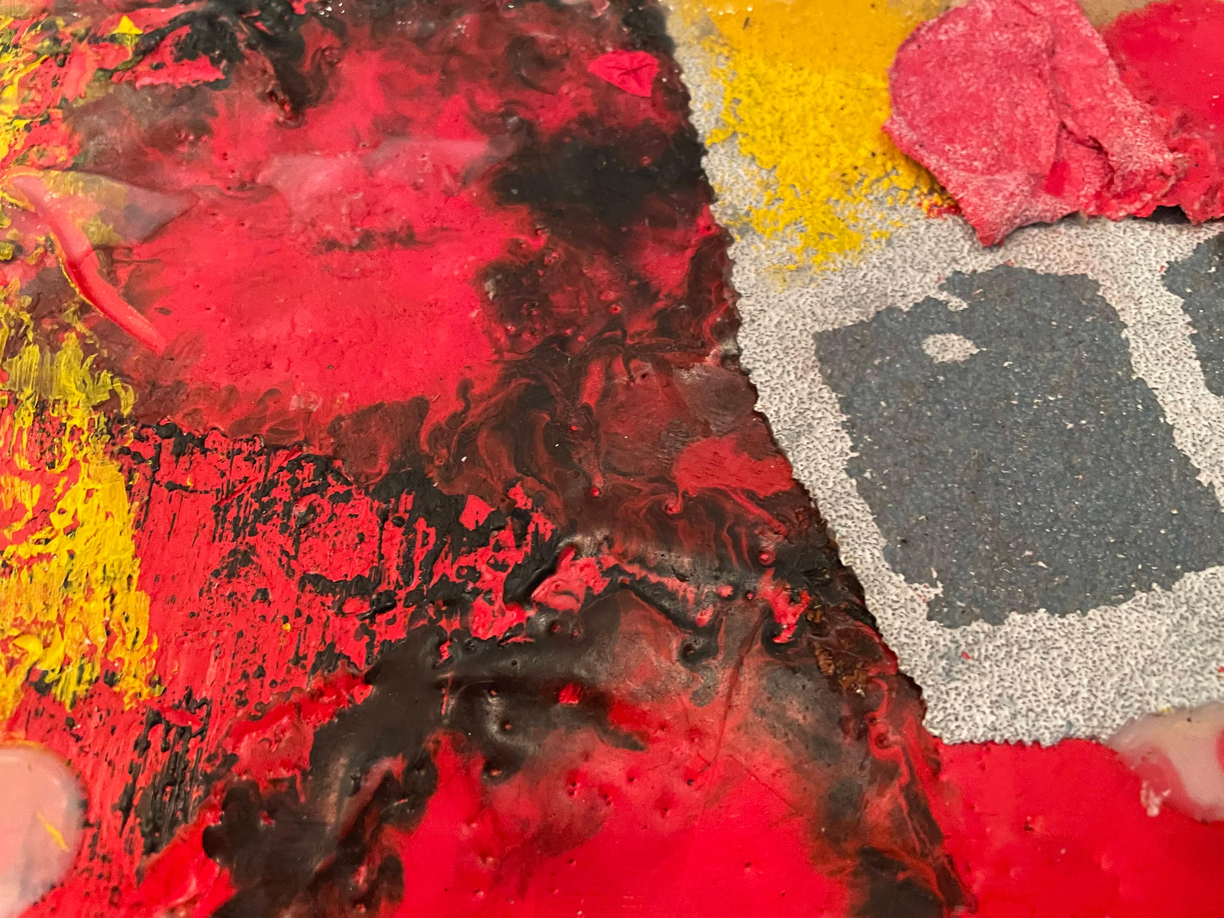 'Ardor' Rotes Mischmedium Kleines Contemporary Abstraktes von Steven Rehfeld im Angebot 1