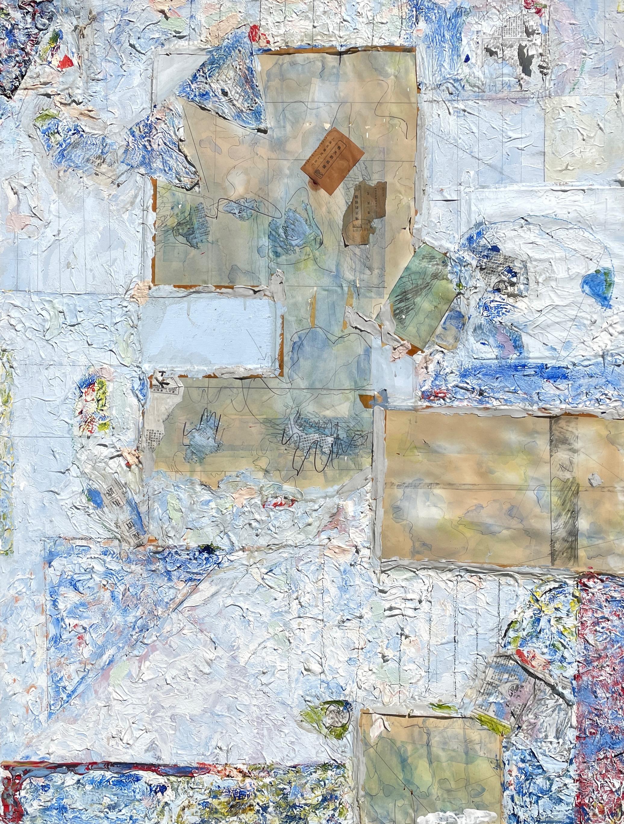 "Impresiones azules" de Steven H. Rehfeld - Abstracto contemporáneo azul texturizado