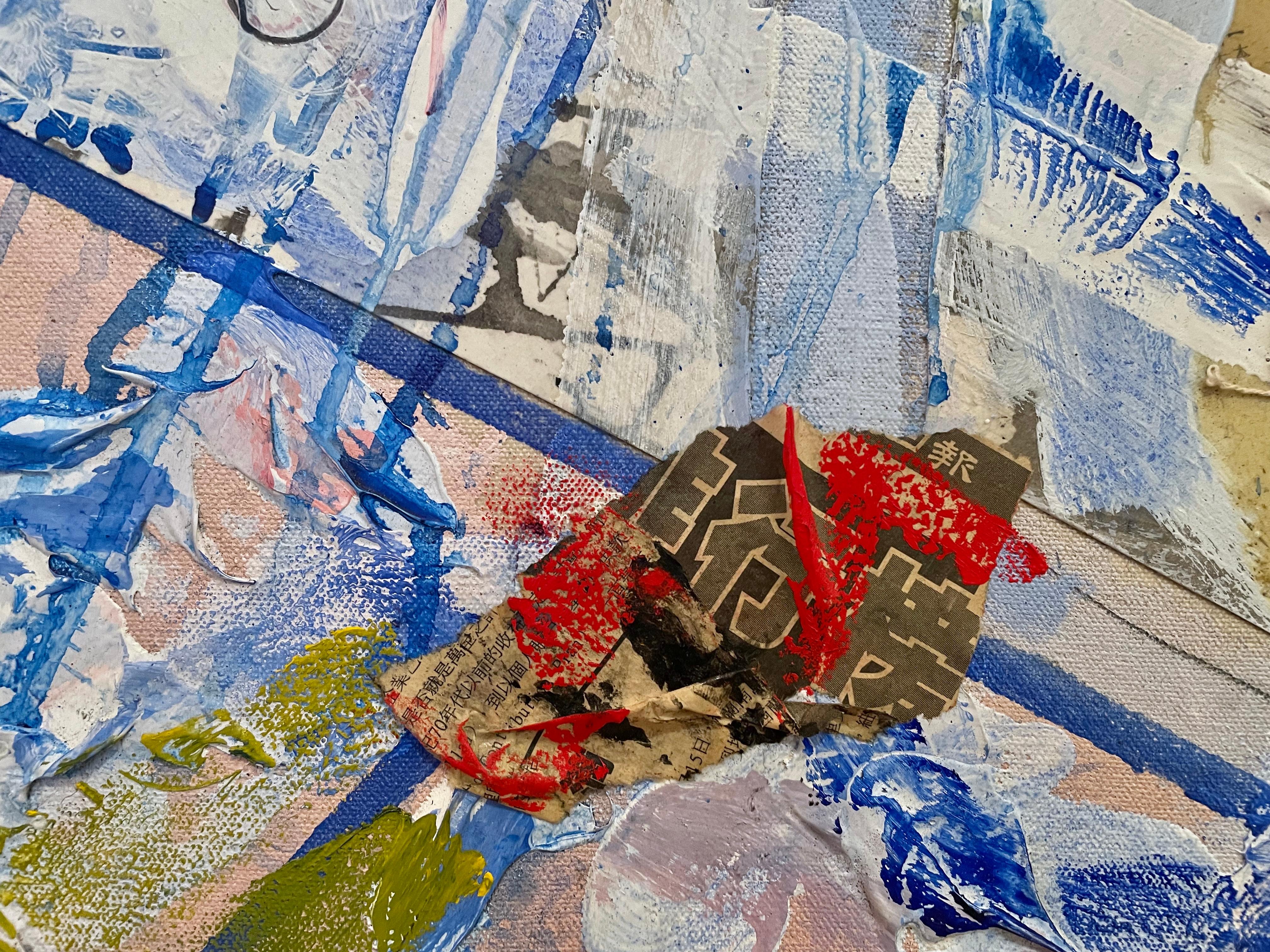 „Ohne Titel“ von Steven H. Rehfeld – Blaue Serie – Blaue abstrakte Mischtechnik in Mischtechnik im Angebot 9