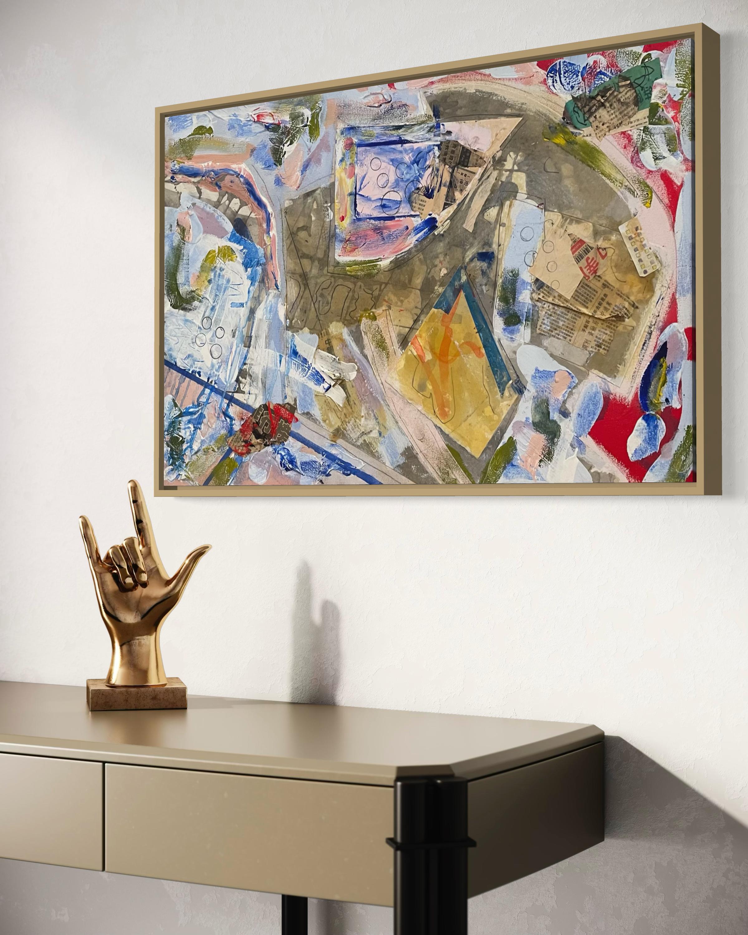 „Ohne Titel“ von Steven H. Rehfeld – Blaue Serie – Blaue abstrakte Mischtechnik in Mischtechnik im Angebot 11