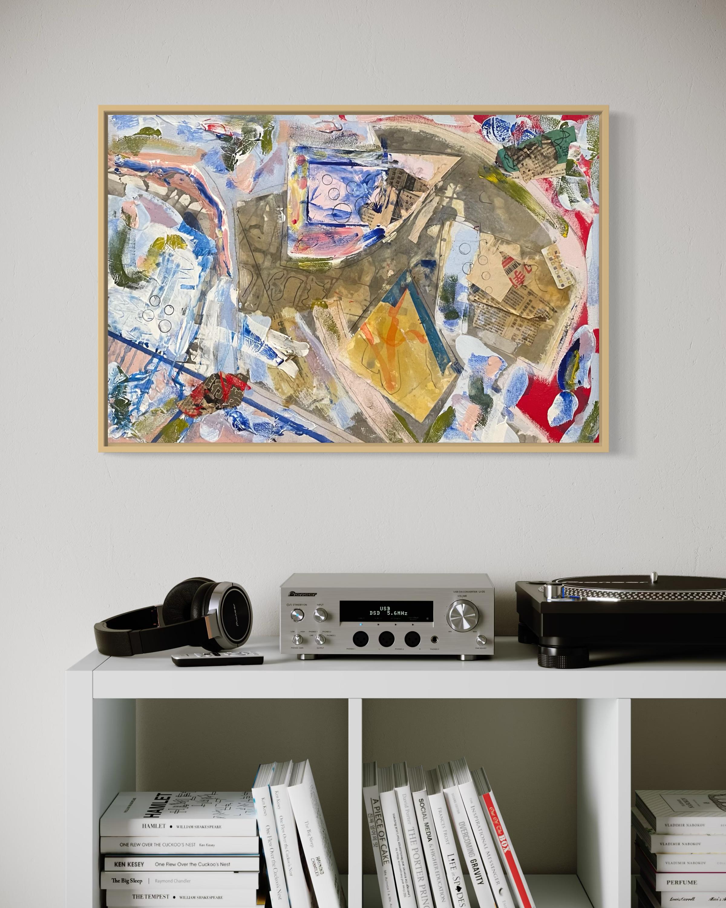 „Ohne Titel“ von Steven H. Rehfeld – Blaue Serie – Blaue abstrakte Mischtechnik in Mischtechnik im Angebot 1