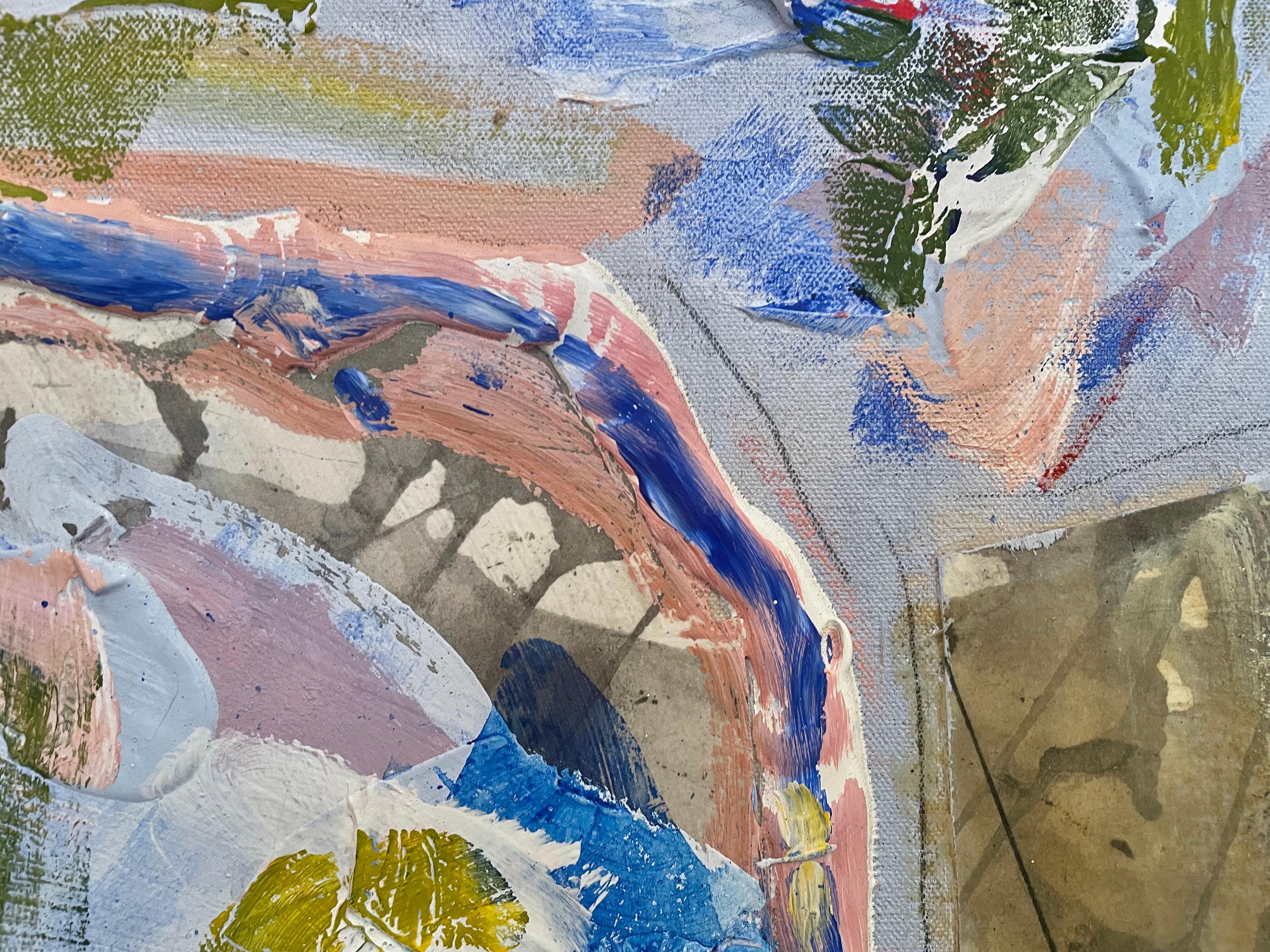 „Ohne Titel“ von Steven H. Rehfeld – Blaue Serie – Blaue abstrakte Mischtechnik in Mischtechnik im Angebot 5