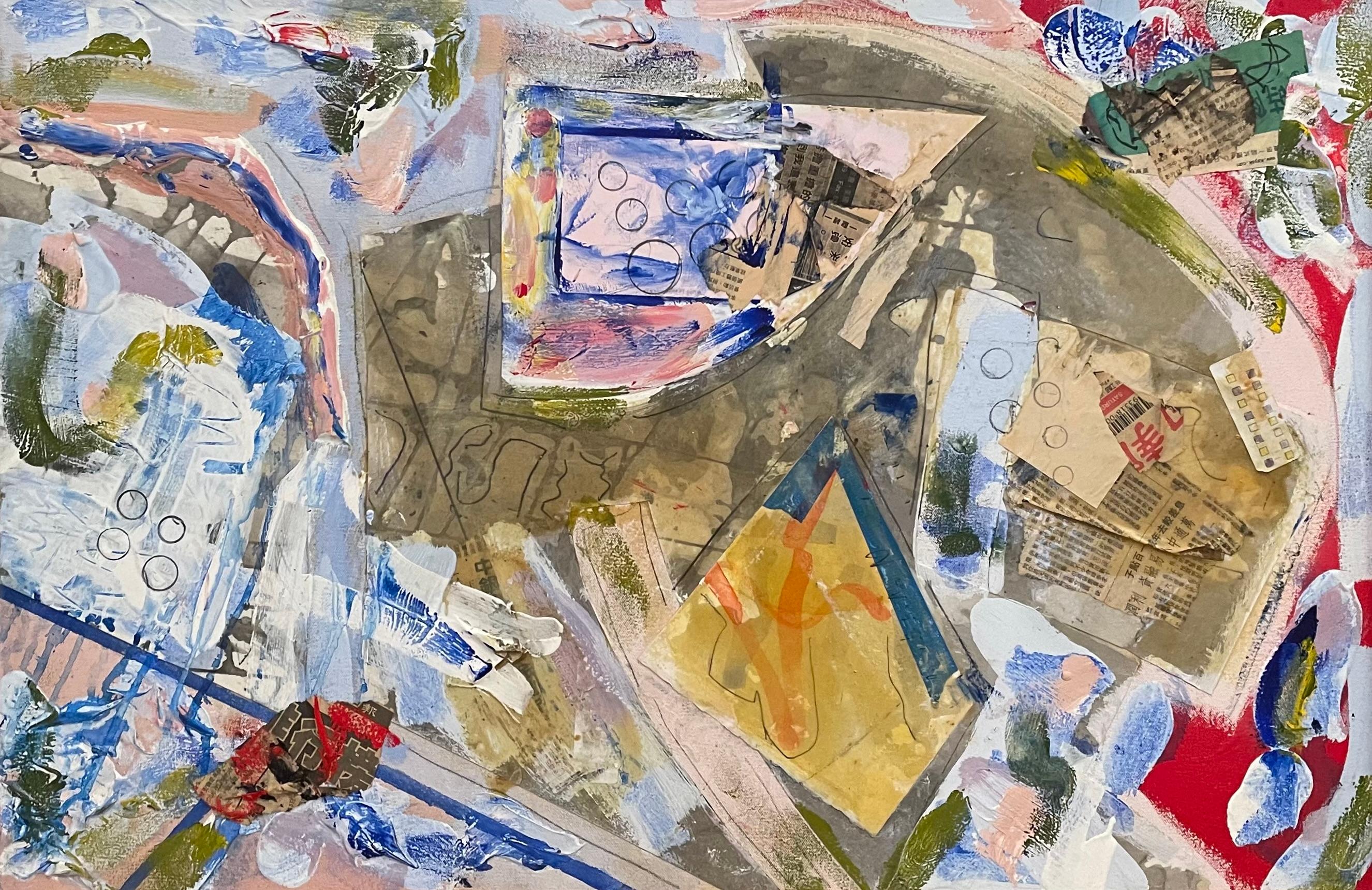 "Blue No. 1" - Contemporary Textured Mixed Media Abstract in Blue and Earth Tone