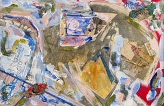 "Blue No. 1" - Contemporary Textured Mixed Media Abstract in Blue and Earth Tone