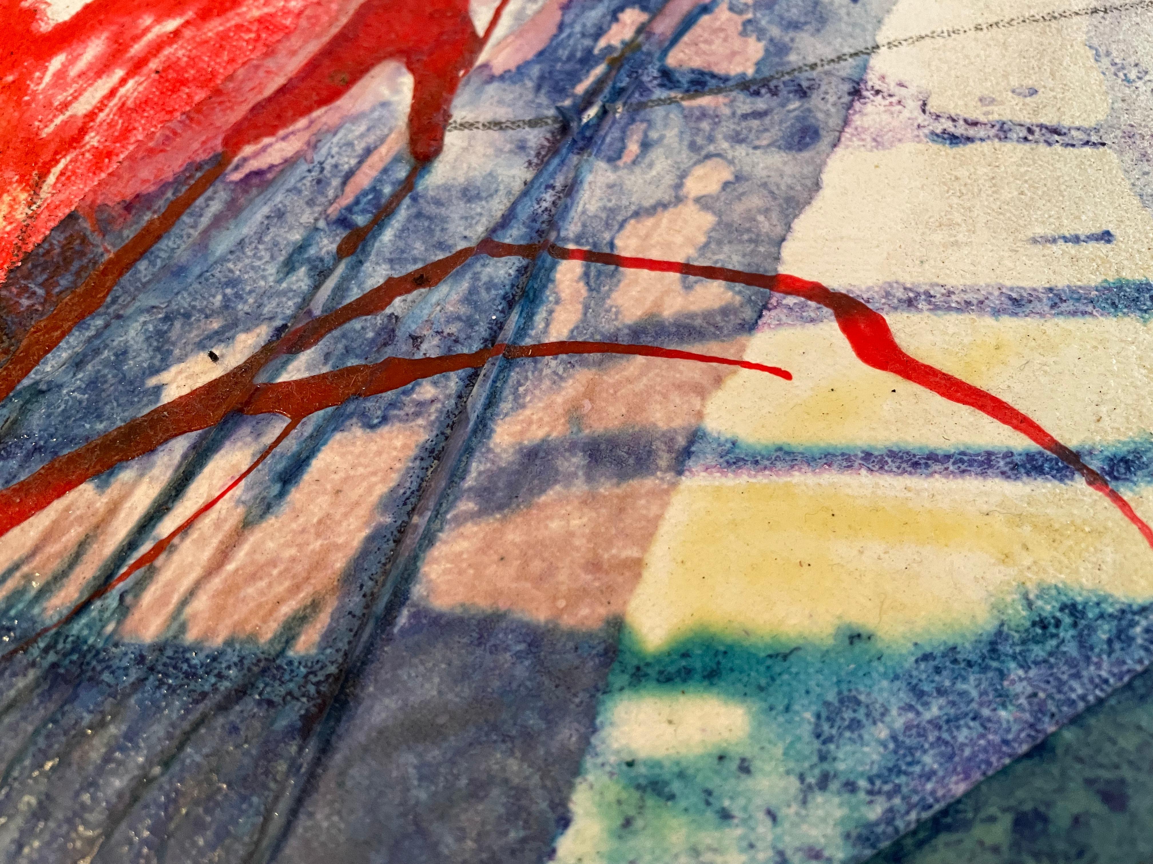 'Breaking News' - Piccolo astratto colorato in tecnica mista contemporanea - Mixed Media Art Espressionismo astratto di Steven H. Rehfeld