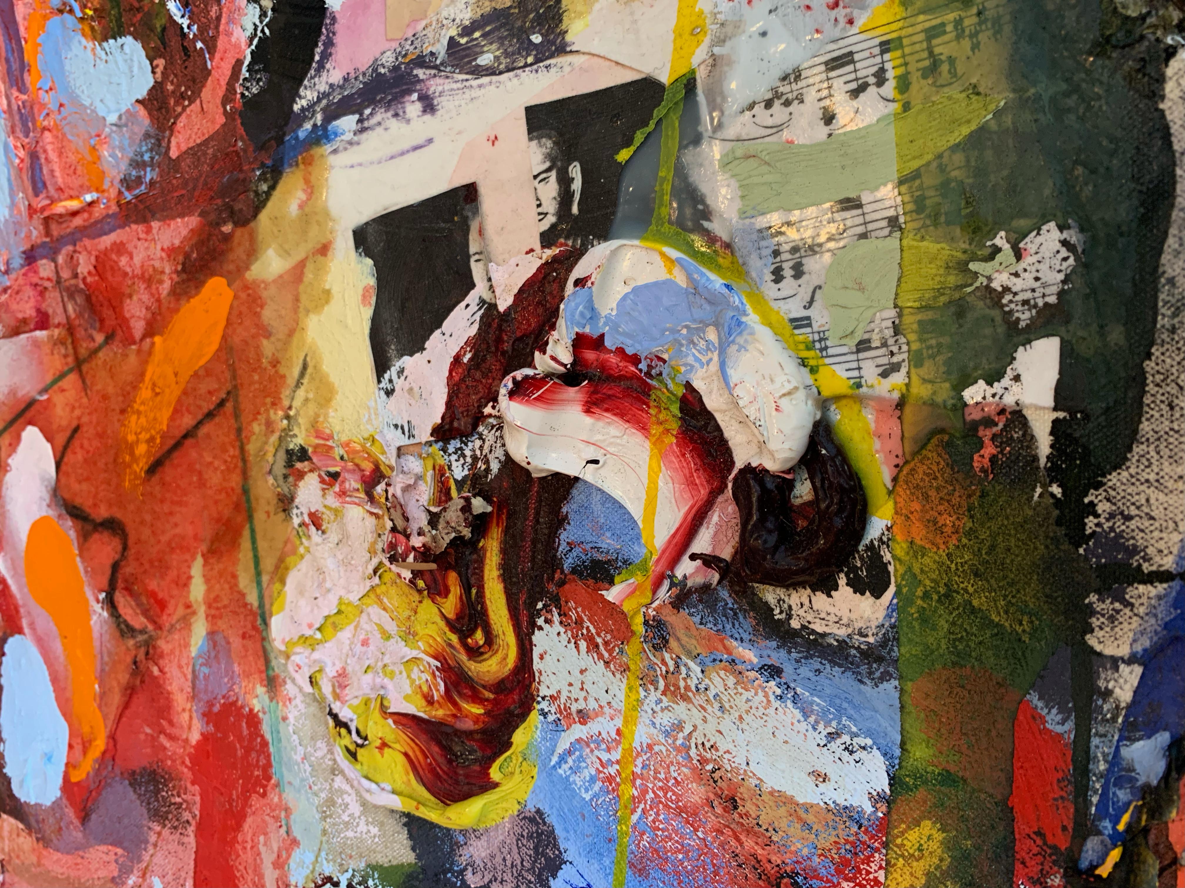 'Passione bruciante' - Piccolo astratto colorato in tecnica mista contemporanea - Painting di Steven H. Rehfeld