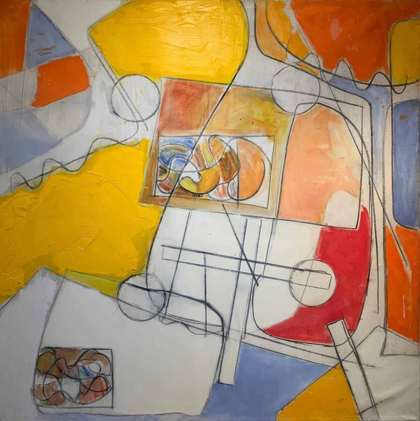 'Sunset Over Asilomar' Original Contemporary Abstract Yellow &Orange Mixed Media - Mixed Media Art by Steven H. Rehfeld