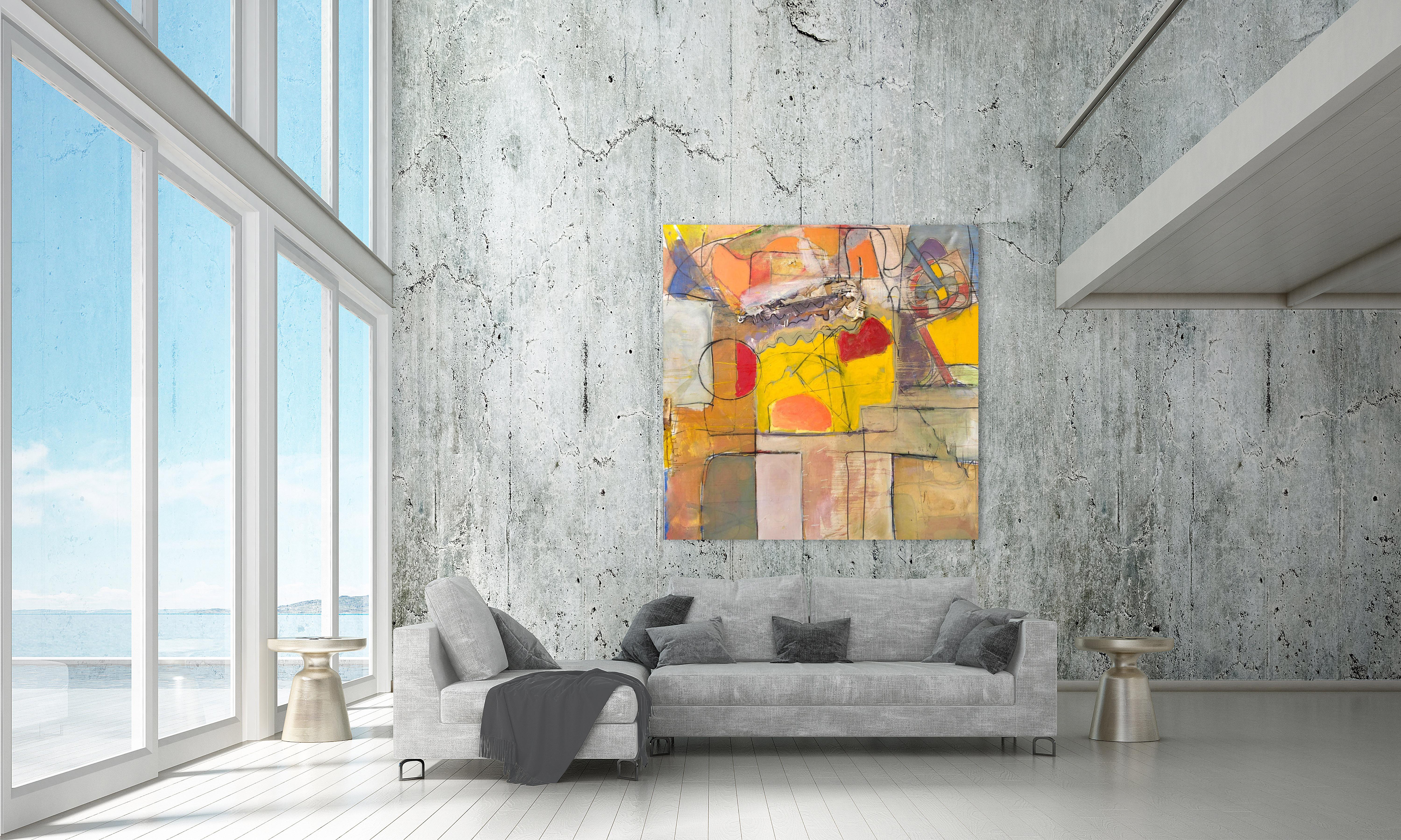‘Love’ Landscape, Contemporary Abstract Mixed Media On Canvas by Steven  For Sale 1